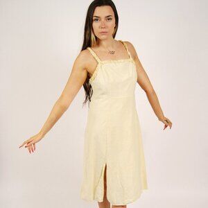 Y2K Sundress (L) large butter yellow vintage lightweight sun dress preppy plain